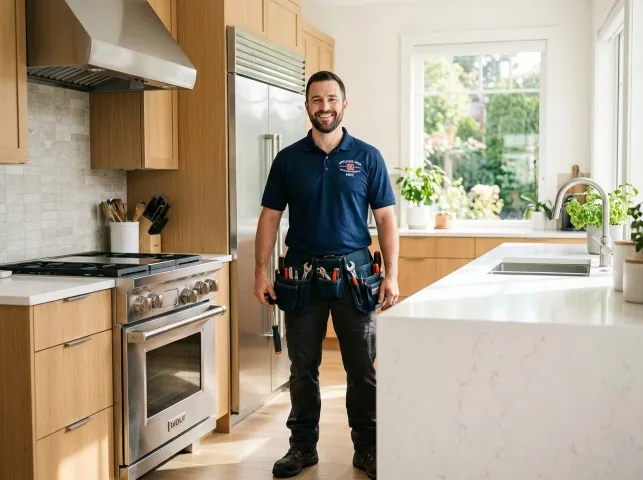 Appliance Repair Hero technician in a Boerne, TX kitchen after an appliance repair